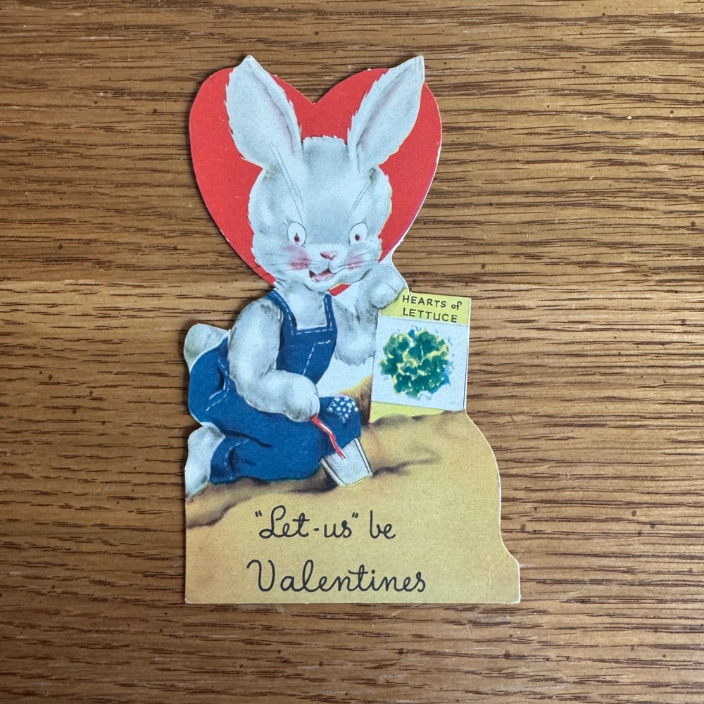 Vintage Bunny Rabbit "Let Us Be Valentines" Valentine Card Carrington Co Chicago